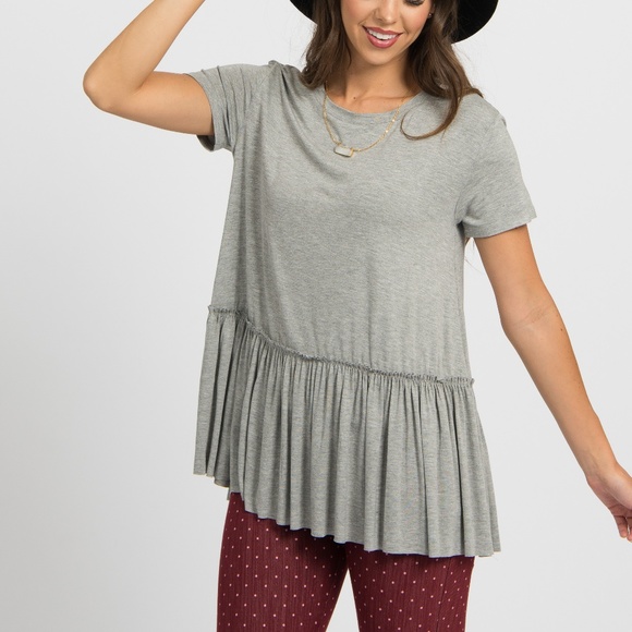 Ash Gray Relaxed Ruffle Tee - Picture 1 of 1